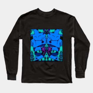 Blue Nervous Butterfly Long Sleeve T-Shirt